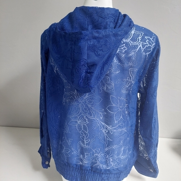 Chicos Blue Hooded Full Zip 2 Tropic Day Cool‎ Jacket Symphony Women's Floral - Picture 2 of 10